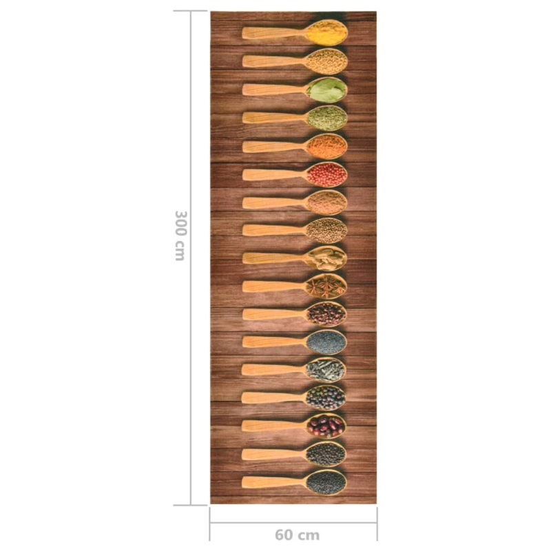 vidaXL virtuves paklājs, mazgājams, apdruka ar karotēm, 60x300 cm