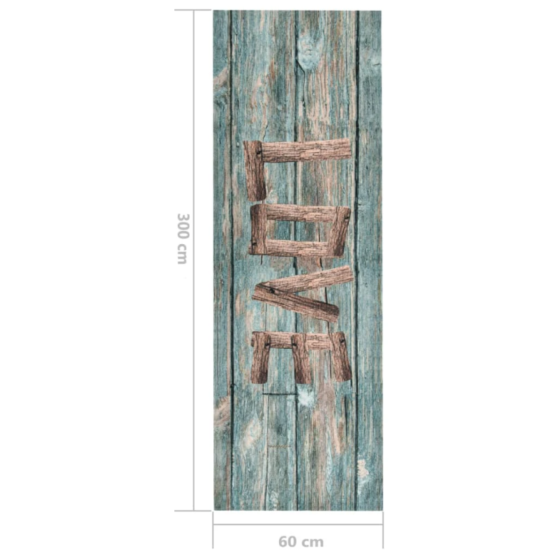 vidaXL virtuves paklājs, mazgājams, ar uzrakstu Love, 60x300 cm