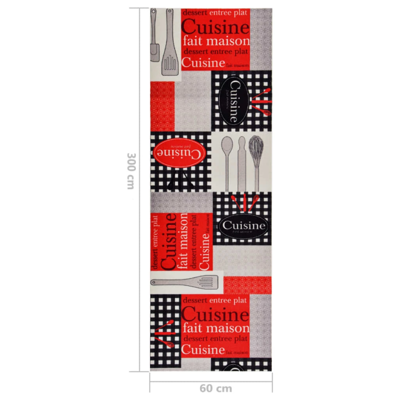 vidaXL virtuves paklājs, mazgājams, ar uzrakstu Cuisine, 60x300 cm