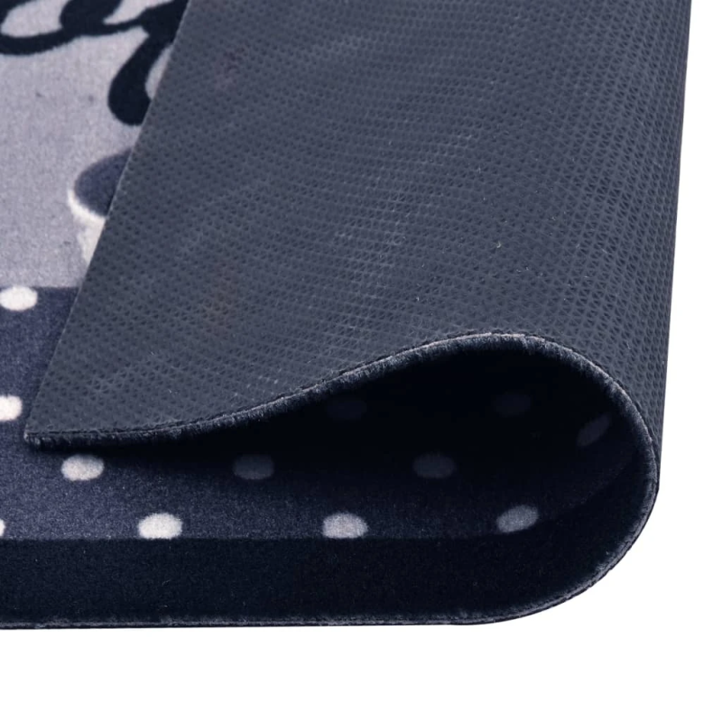 vidaXL virtuves paklājs, mazgājams, kafijas uzraksti, zils, 45x150 cm