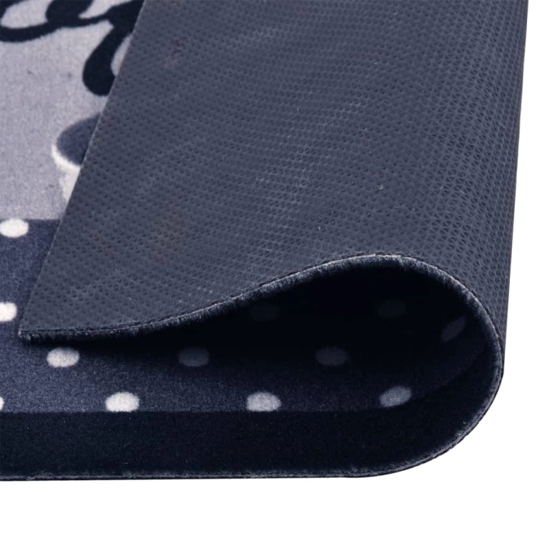 vidaXL virtuves paklājs, mazgājams, kafijas uzraksti, zils, 60x300 cm