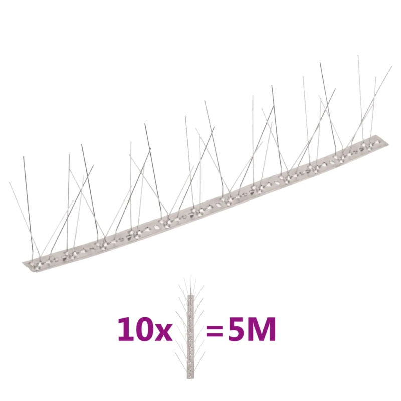 vidaXL putnu atbaidīšanas radzes, 5 rindas, 10 gab., 5 m, tērauds
