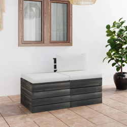 vidaXL 2-daļīgs dārza palešu mēbeļu komplekts ar matračiem, priede