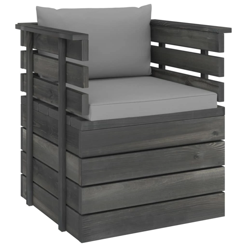 vidaXL dārza atpūtas krēsls ar matračiem, priedes koks