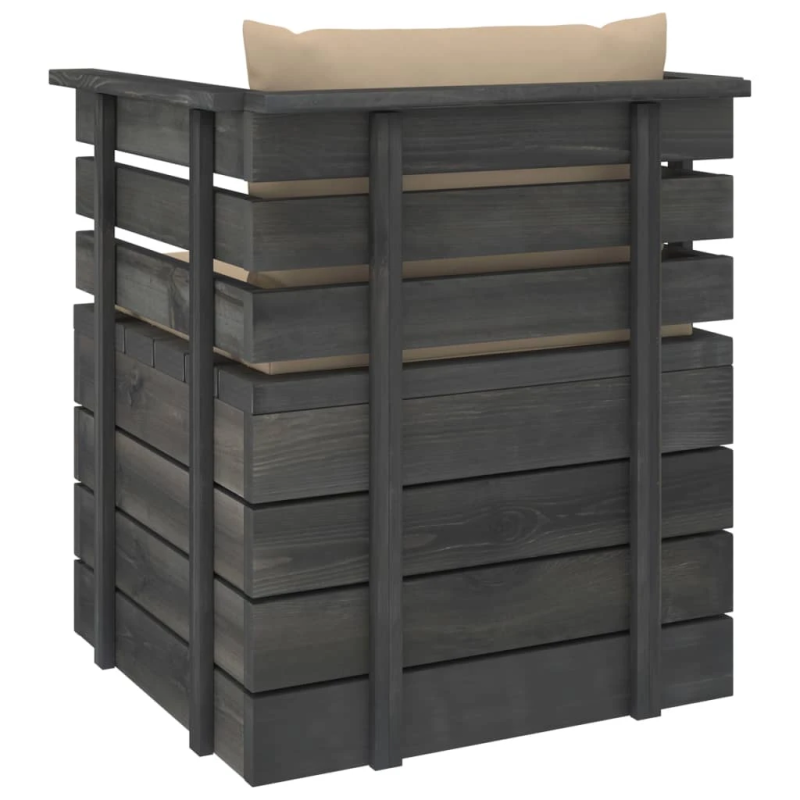 vidaXL dārza atpūtas krēsls ar matračiem, priedes koks