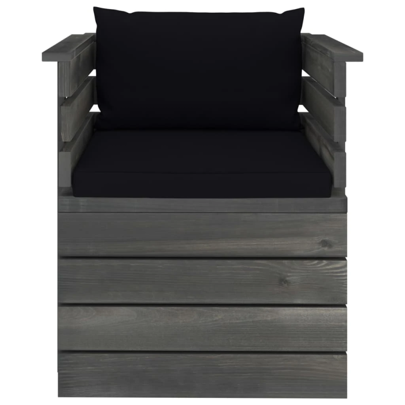 vidaXL dārza atpūtas krēsls ar matračiem, priedes koks