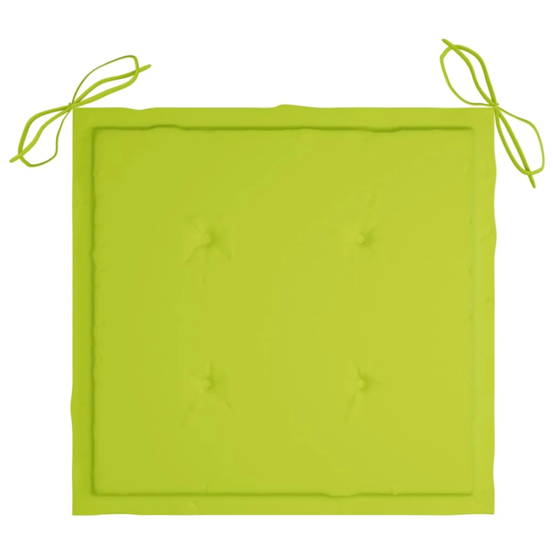 vidaXL dārza krēsli, 2 gab., spilgti zaļi matrači, masīvs tīkkoks