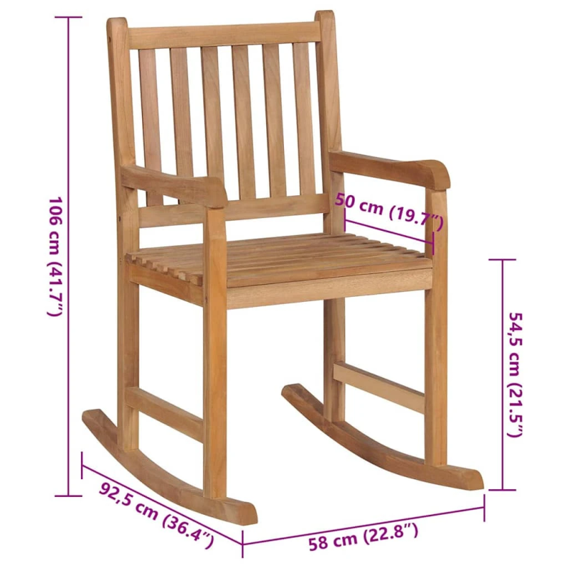 vidaXL šūpuļkrēsls ar bēšu matraci, masīvs tīkkoks