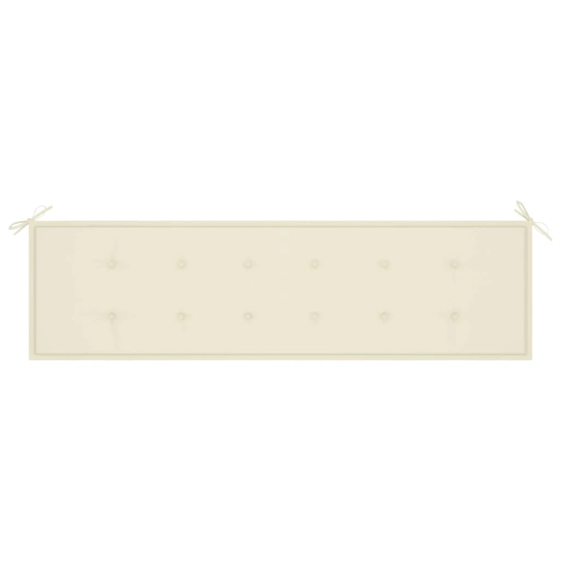 vidaXL dārza sols ar krēmkrāsas matraci, 175 cm, masīvs tīkkoks