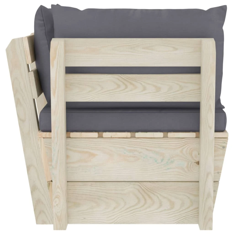 vidaXL dārza palešu stūra dīvāns ar matračiem, impregnēts egles koks