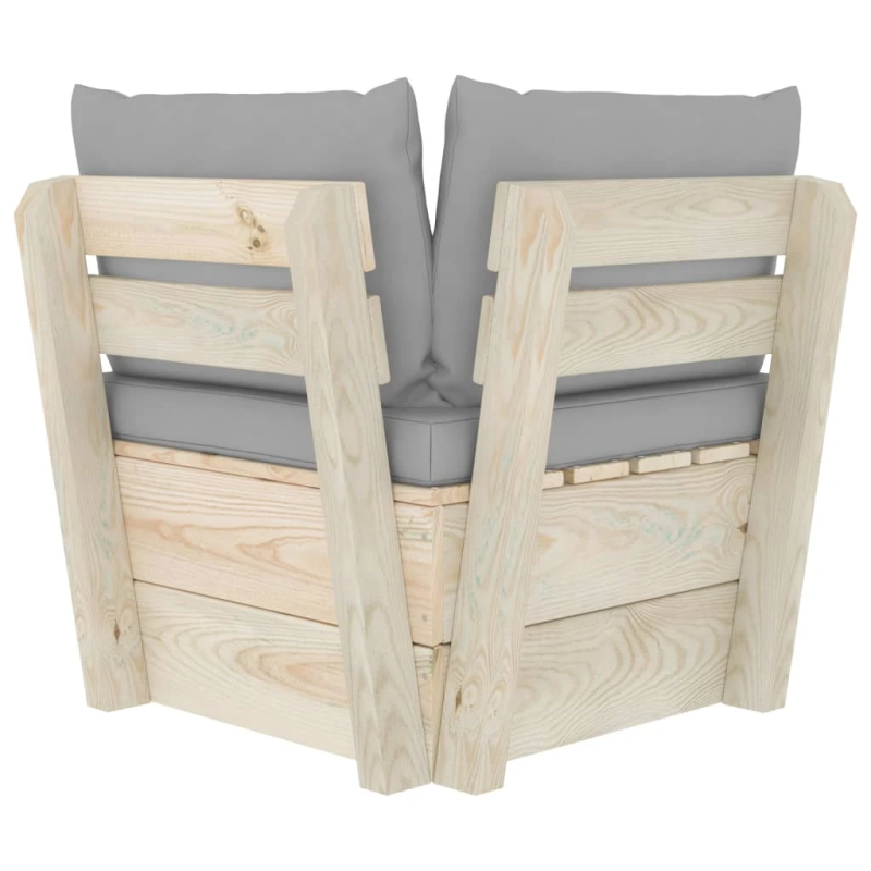 vidaXL dārza palešu stūra dīvāns ar matračiem, impregnēts egles koks