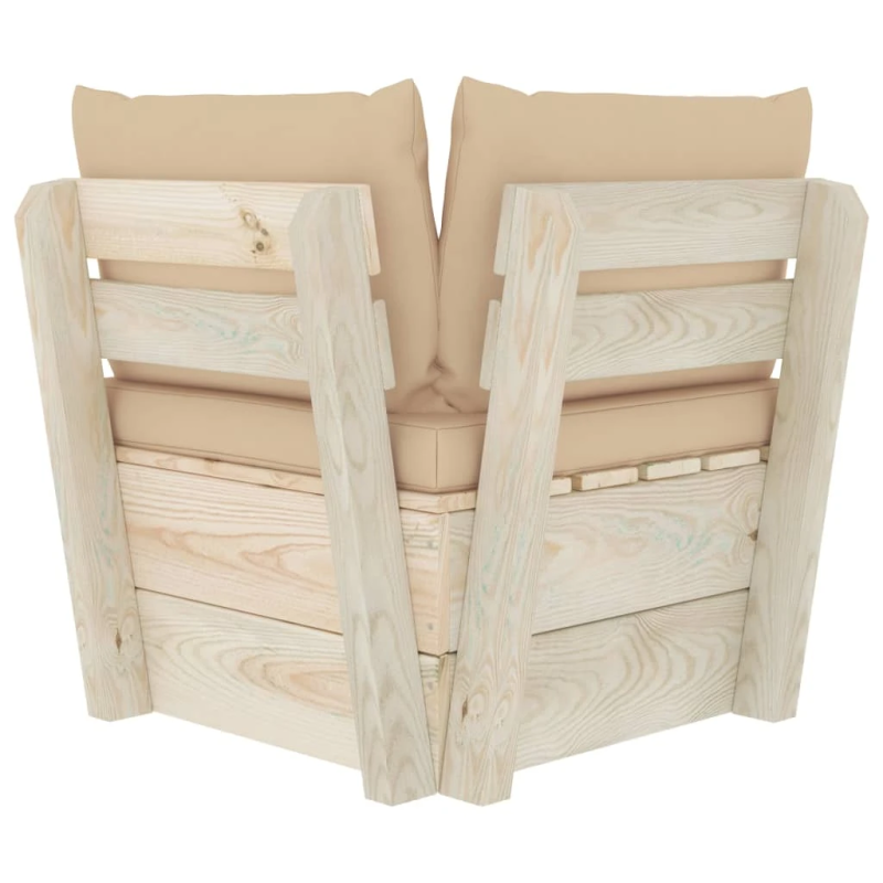 vidaXL dārza palešu stūra dīvāns ar matračiem, impregnēts egles koks