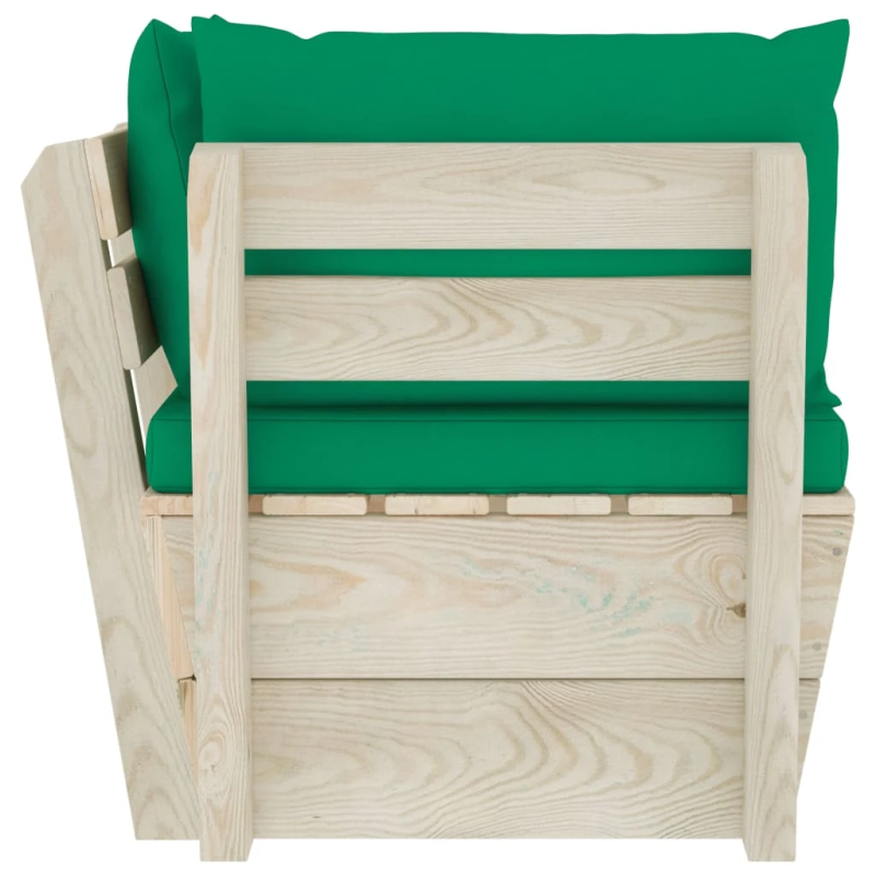 vidaXL dārza palešu stūra dīvāns ar matračiem, impregnēts egles koks