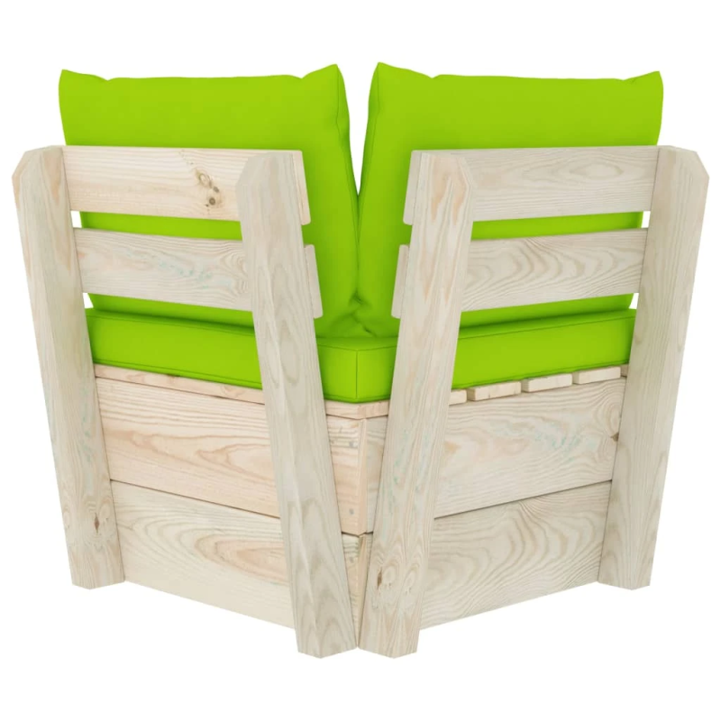 vidaXL dārza palešu stūra dīvāns ar matračiem, impregnēts egles koks