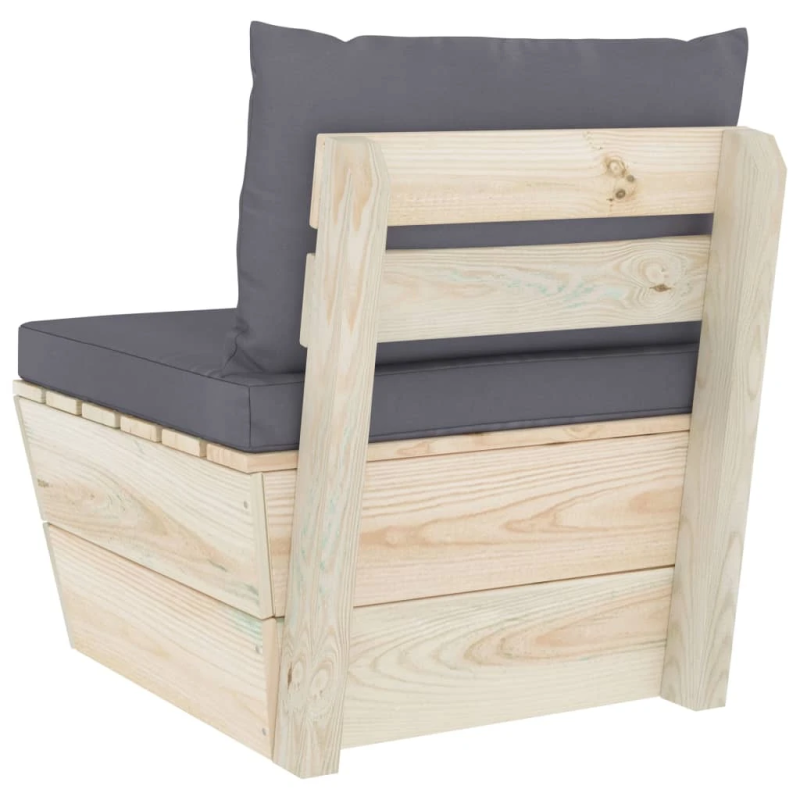 vidaXL vidējais palešu dīvāns ar matračiem, impregnēts egles koks