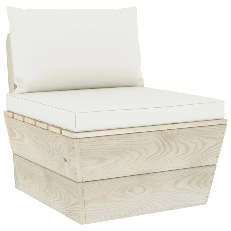 vidaXL vidējais palešu dīvāns ar matračiem, impregnēts egles koks