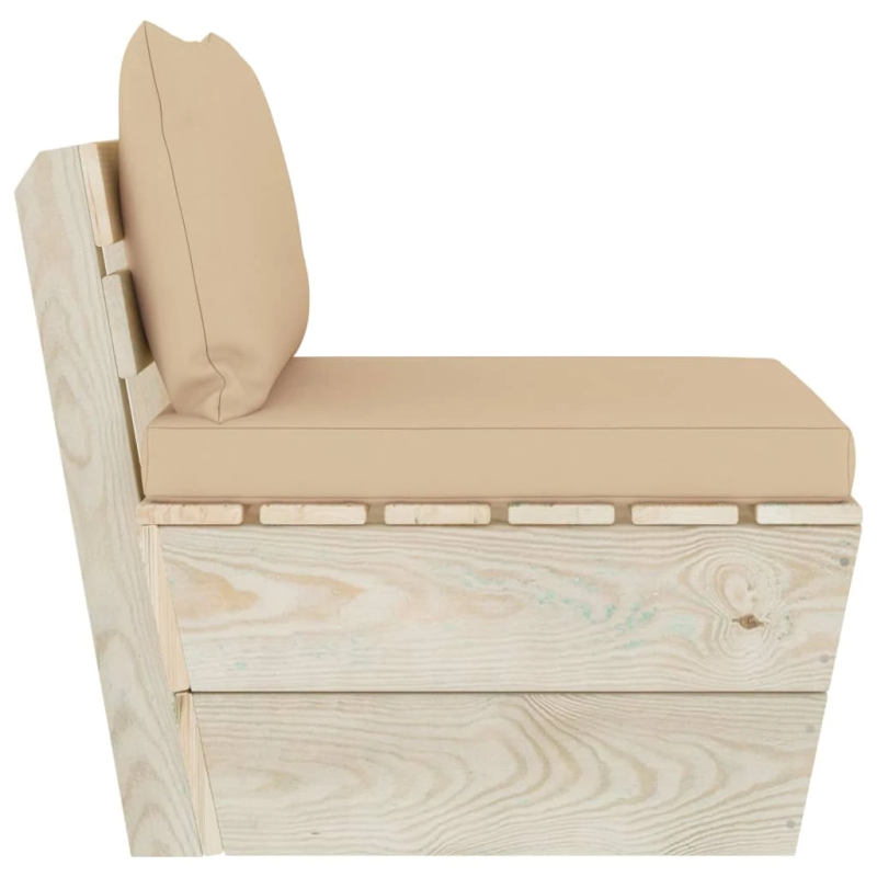 vidaXL vidējais palešu dīvāns ar matračiem, impregnēts egles koks