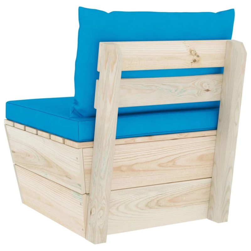 vidaXL vidējais palešu dīvāns ar matračiem, impregnēts egles koks