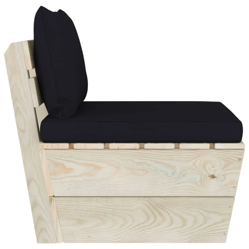 vidaXL vidējais palešu dīvāns ar matračiem, impregnēts egles koks