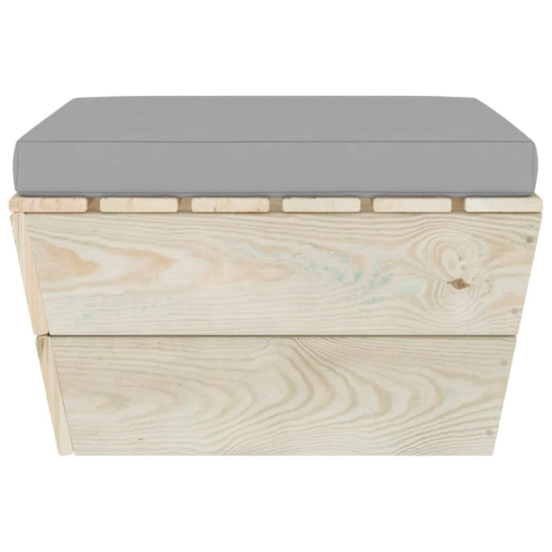 vidaXL dārza palešu soliņš ar matraci, impregnēts egles koks