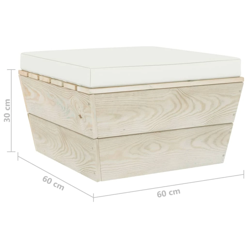 vidaXL dārza palešu soliņš ar matraci, impregnēts egles koks