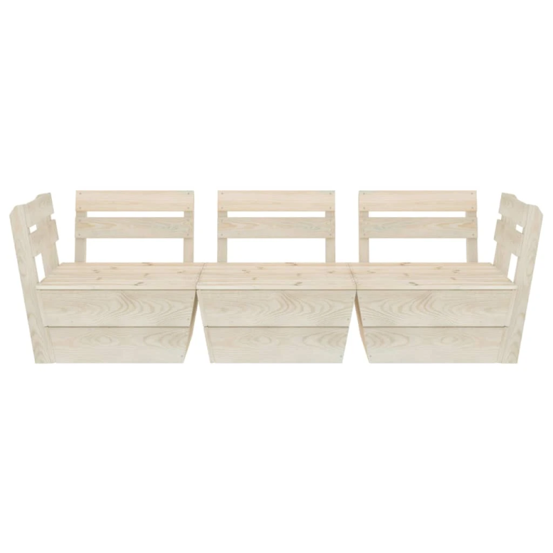 vidaXL 3-vietīgs dārza palešu dīvāns, impregnēts egles koks