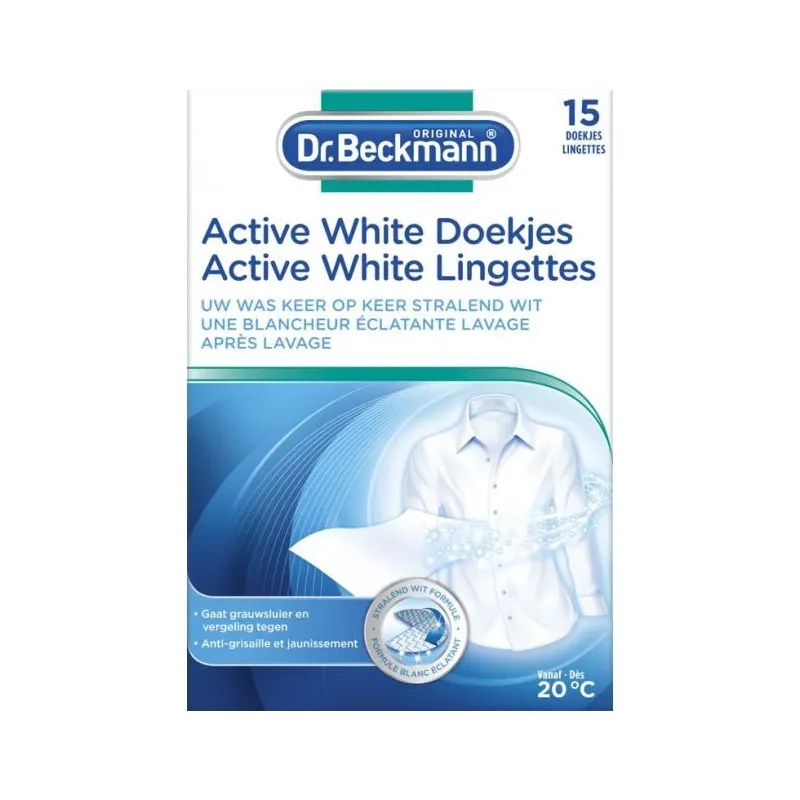 DR. BECKMANN Active-White veļas balināšanas salvetes 15gab