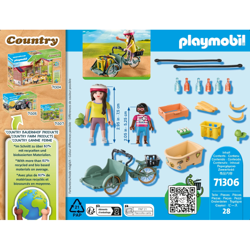 PLAYMOBIL FARM Fermera kravas velosipēds 71306