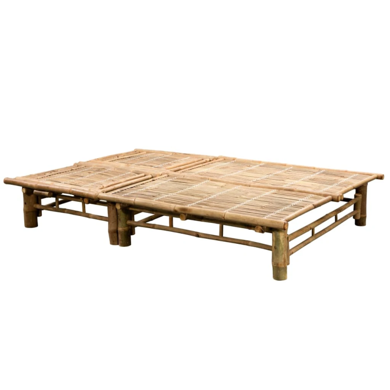 vidaXL divvietīgs sauļošanās zvilnis ar matračiem, bambuss