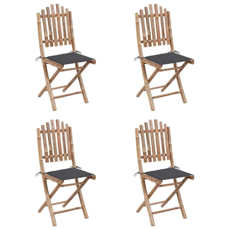 vidaXL 5-daļīgs āra mēbeļu komplekts ar matračiem, saliekams, bambuss