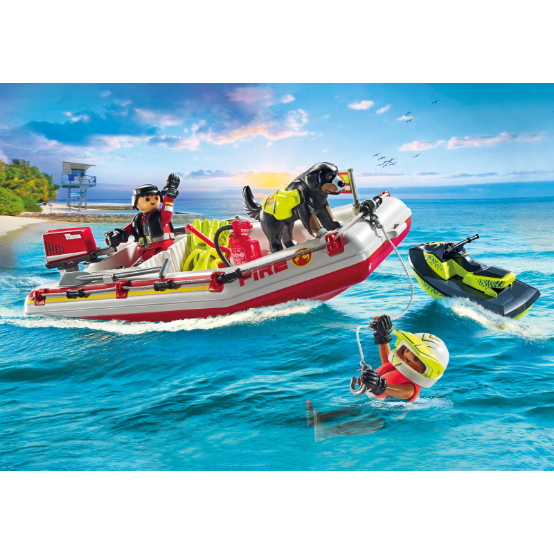 PLAYMOBIL ACTION HEROES Ātrgaitas laiva ar ūdens motociklu 71464