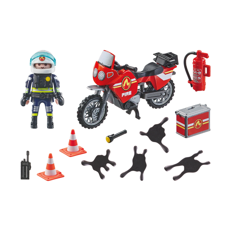 PLAYMOBIL ACTION HEROES Ugunsdzēsēju motocikls un naftas noplūdes incidents 71466