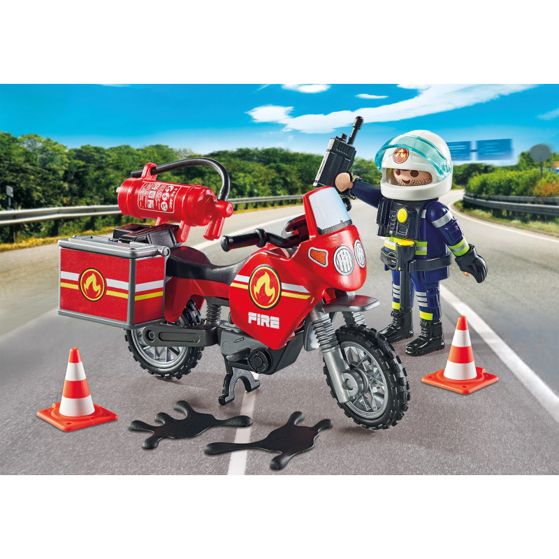 PLAYMOBIL ACTION HEROES Ugunsdzēsēju motocikls un naftas noplūdes incidents 71466