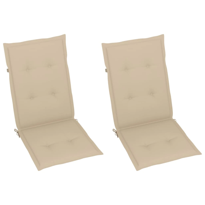 vidaXL atgāžami dārza krēsli ar matračiem, 2 gab., akācijas masīvkoks