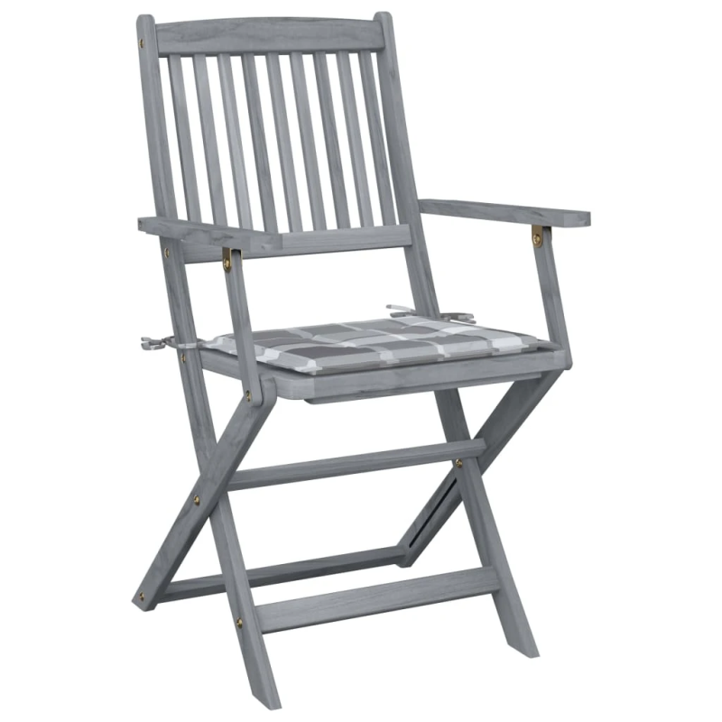 vidaXL saliekami āra krēsli ar matračiem, 4 gab., akācijas masīvkoks