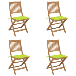 vidaXL saliekami dārza krēsli ar matračiem, 4 gab., akācijas masīvkoks