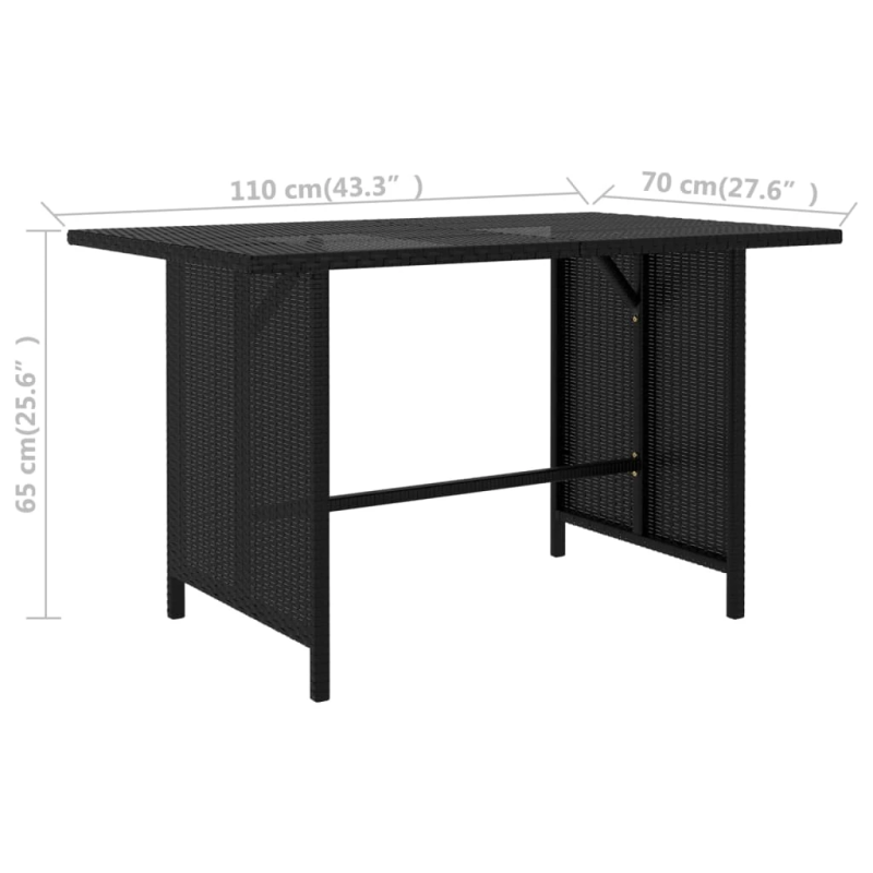 vidaXL 9-daļīgs dārza atpūtas mēbeļu komplekts, melna PE rotangpalma