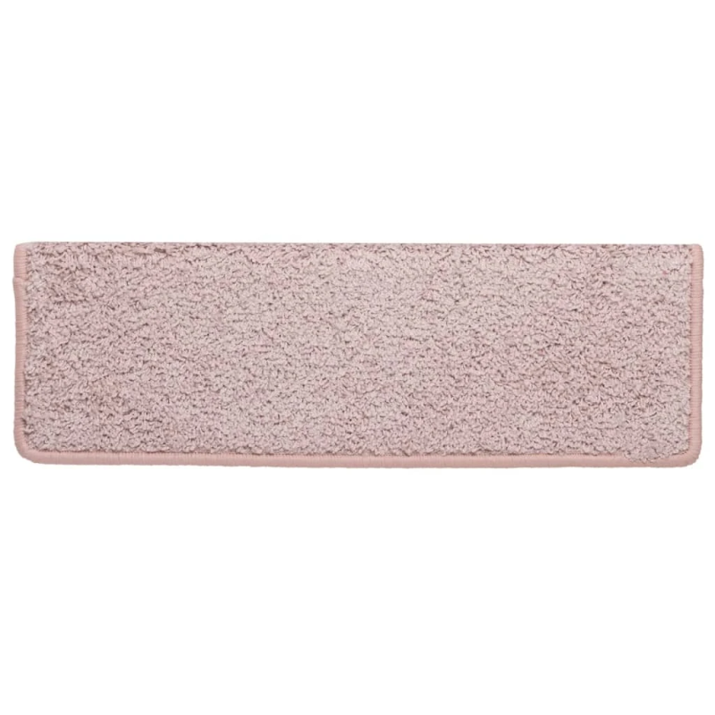 vidaXL kāpņu paklājiņi, 15 gab., 65x21x4 cm, gaiši rozā, taisnstūrveida mala