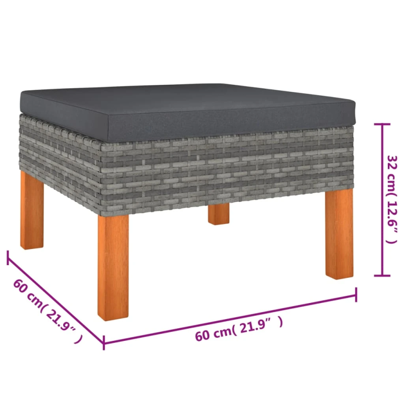 vidaXL 6-daļīgs dārza atpūtas mēbeļu komplekts, pelēka PE rotangpalma