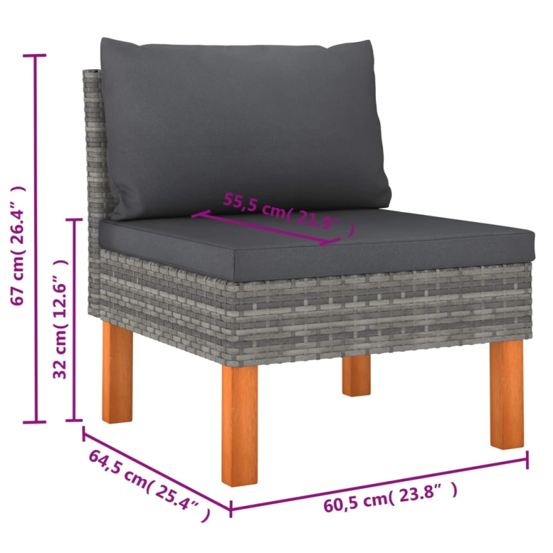 vidaXL 6-daļīgs dārza atpūtas mēbeļu komplekts, pelēka PE rotangpalma