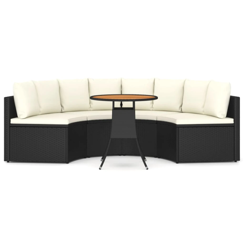 vidaXL 5-daļīgs dārza dīvānu komplekts ar matračiem, PE rotangpalma