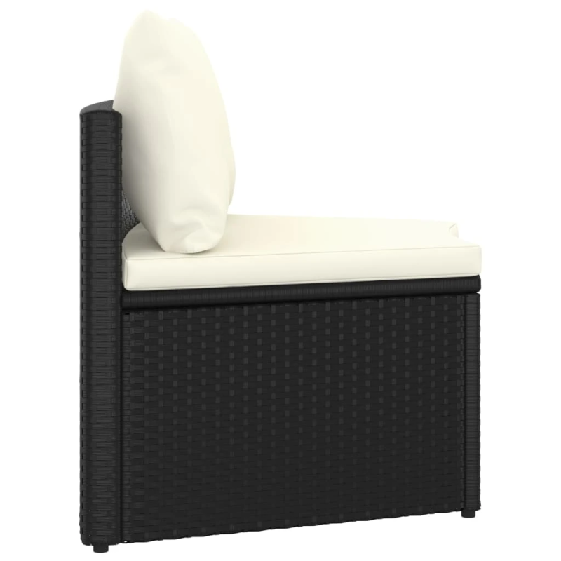 vidaXL 4-daļīgs dārza dīvāna komplekts ar matračiem, melns PE