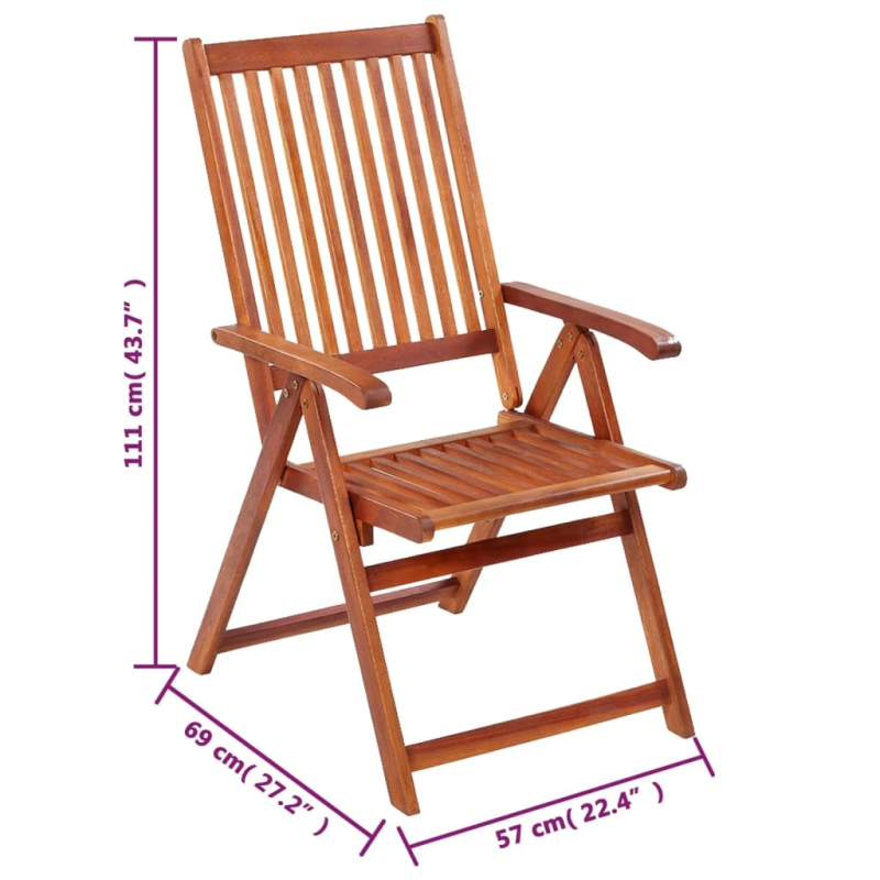 vidaXL saliekami dārza krēsli, 6 gab., akācijas masīvkoks