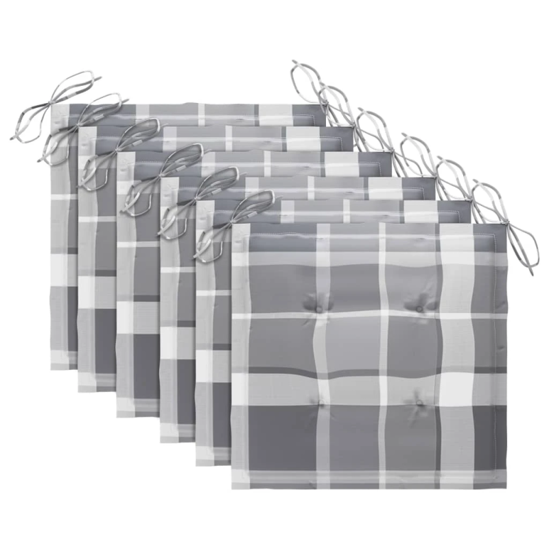 vidaXL dārza krēsli, matrači ar četrstūriem, 6 gab., masīvs tīkkoks