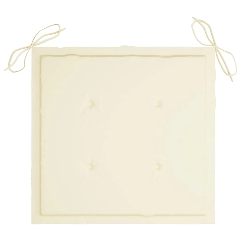 vidaXL dārza krēsli, krēmkrāsas matrači, 4 gab., masīvs tīkkoks