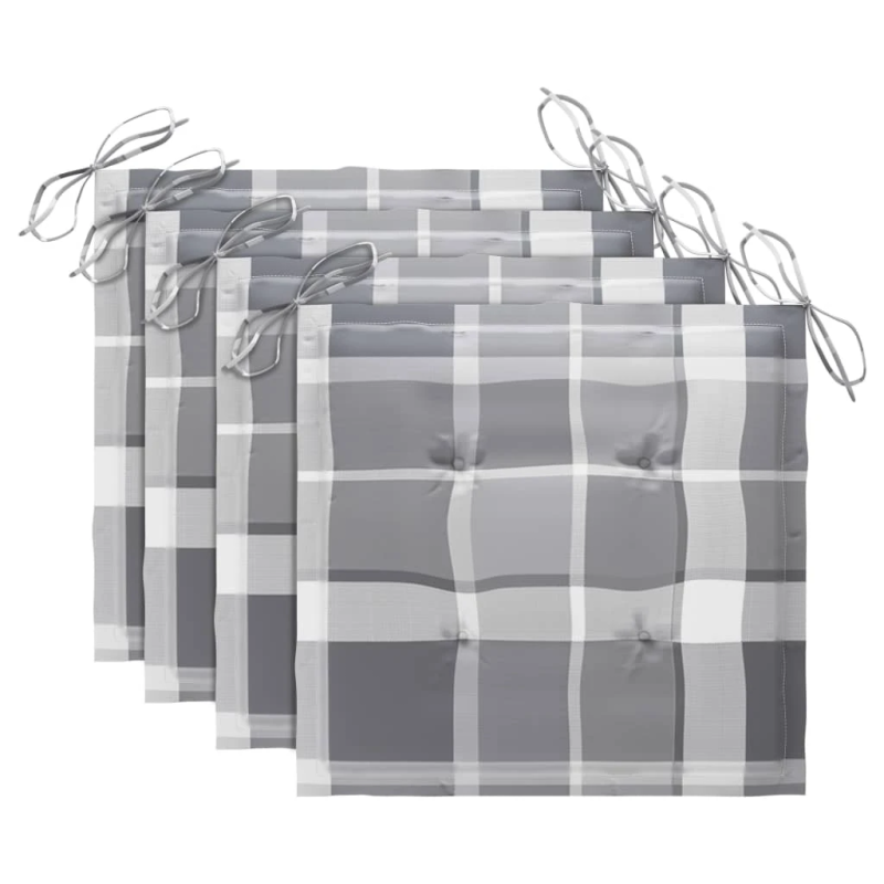 vidaXL dārza krēsli, matrači ar četrstūriem, 4 gab., masīvs tīkkoks