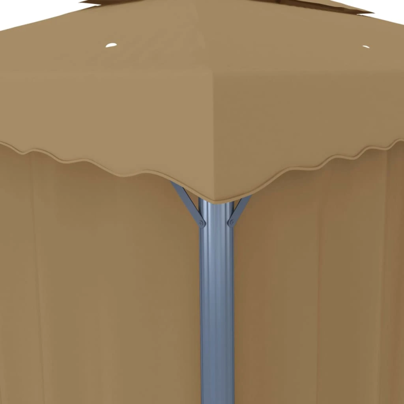 vidaXL dārza nojume ar aizkariem, 4x3 m, pelēkbrūna, alumīnijs