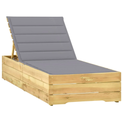 vidaXL sauļošanās zvilnis, pelēks matracis, impregnēta priede