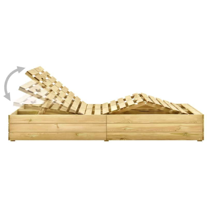 vidaXL divvietīgs sauļošanās zvilnis ar matračiem, impregnēta priede