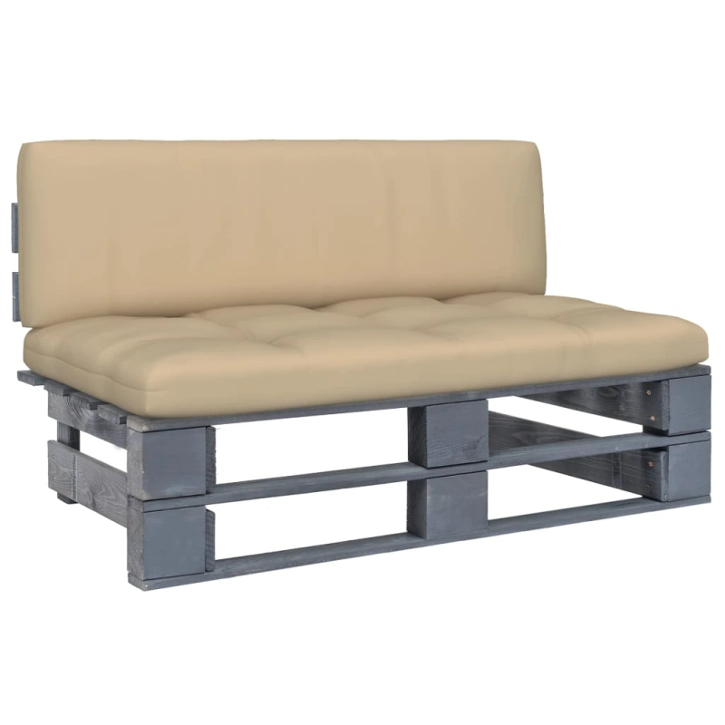 vidaXL vidējais dārza palešu dīvāns, pelēks, impregnēts priedes koks